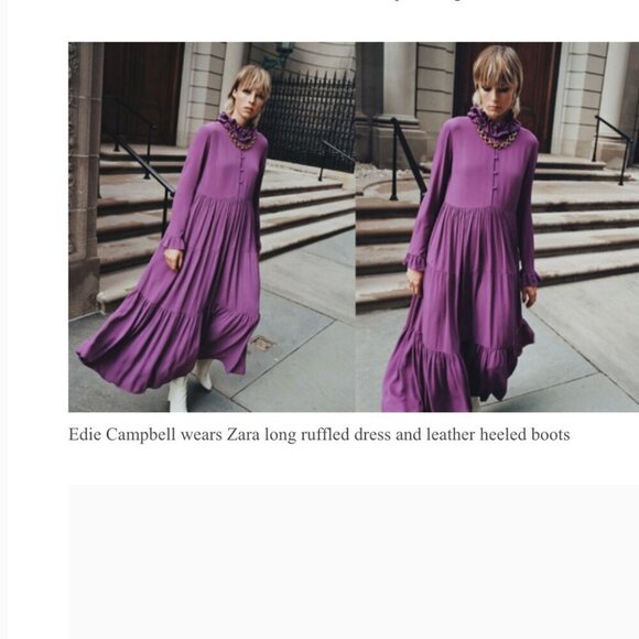 ZARA WOMEN FLOWING PURPLE LONG DRESS WITH RUFFLES SIZE XS NEW WITH TAG! - Picture 5 of 12